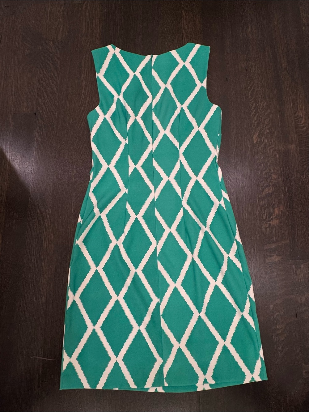 ALYX Teal and White Geometric Midi Sheath Dress - Picture 12 of 12